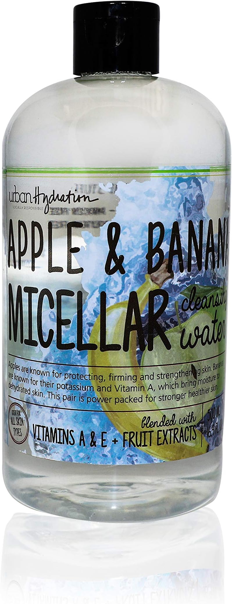 Urban Hydration Apple & Banana Micellar Water | Natural Cleanser and Moisturizer, Paraben and Sulfate Free, Firms, Strengthens, For All Skin Types | Leaves Skin Feeling Soft and Moisturized, 16.9 Oz