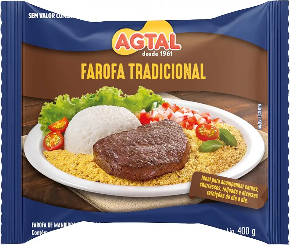 Farofa Tradicional Agtal 400g – Pronta para Consumo, Crocante e Sabor Caseiro, Ideal para Churrasco e Refeições