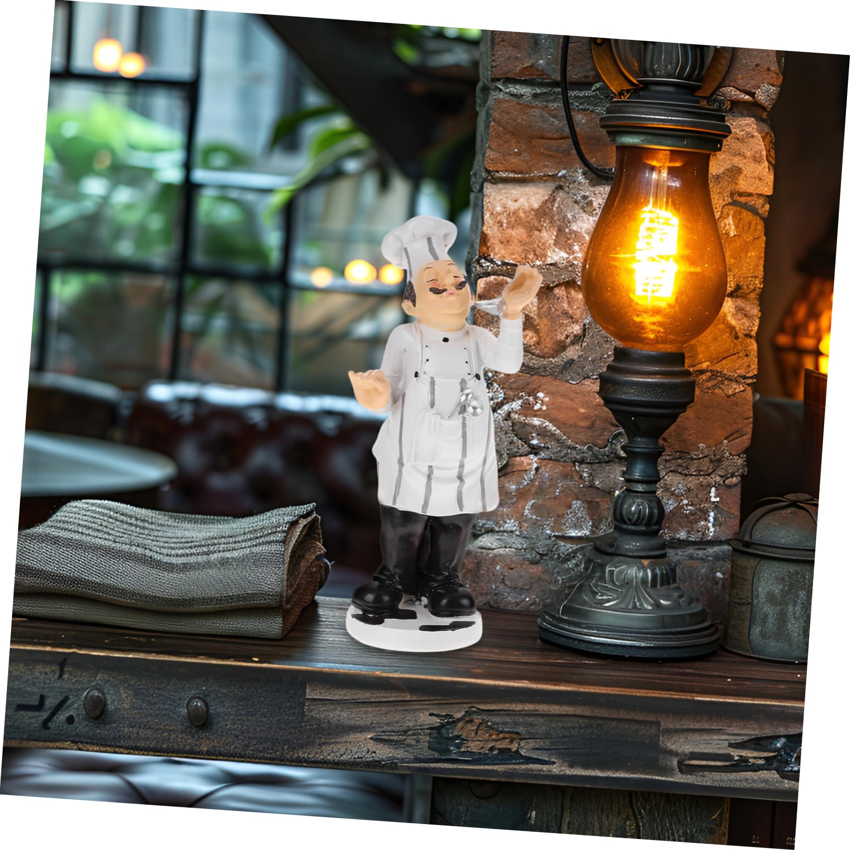 Amosfun Chef Figura Divertente e Stabile Miniatura e Statuetta in Resina Stile Europeo per Decorazione Casa e Ristorante Adatta per Tavoli e Ambienti Cucina Tavoli Ambienti Cucina