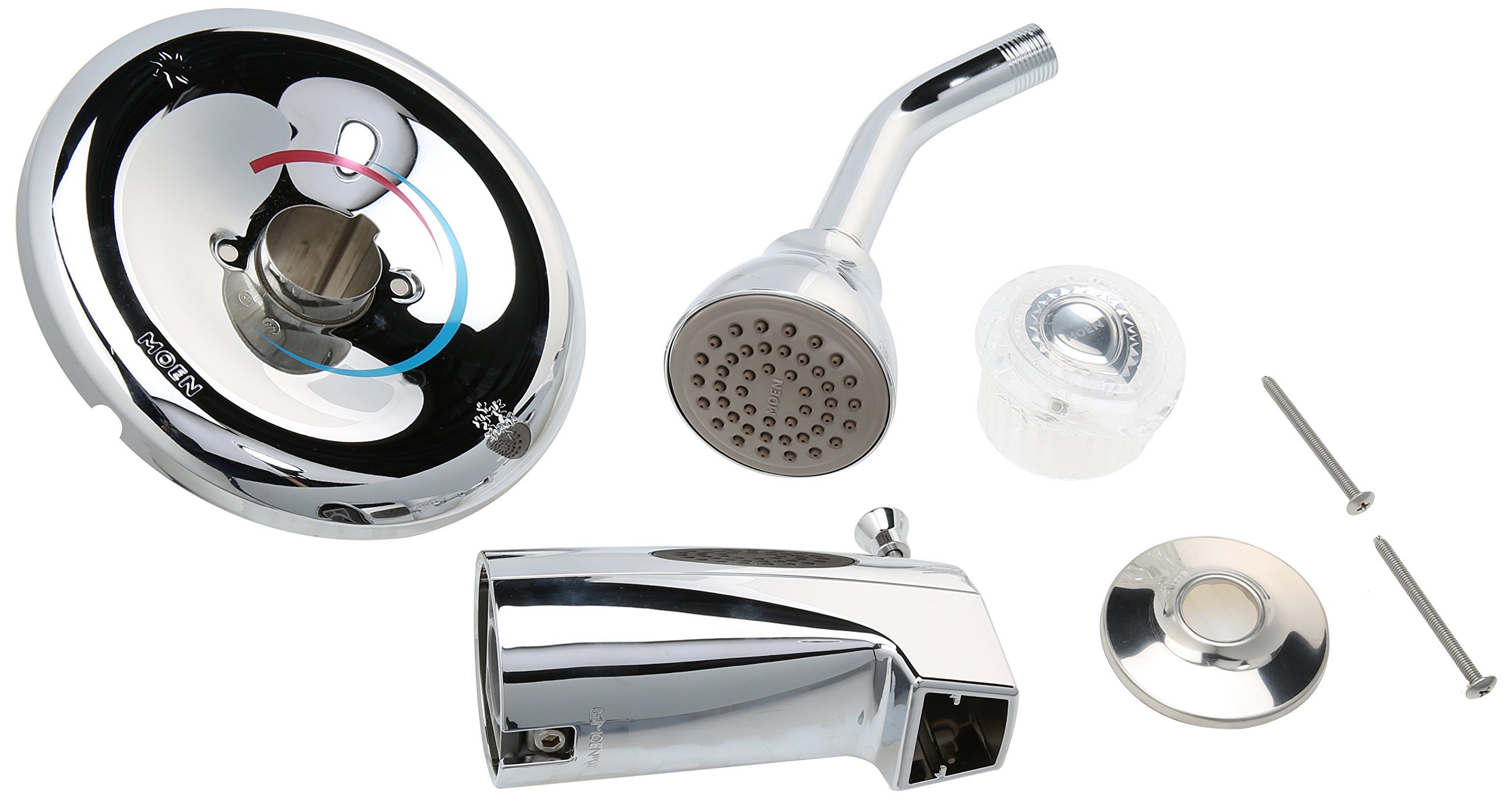 Moen T183 Chateau - Grifo monomando para bañera y ducha con manija de acrílico