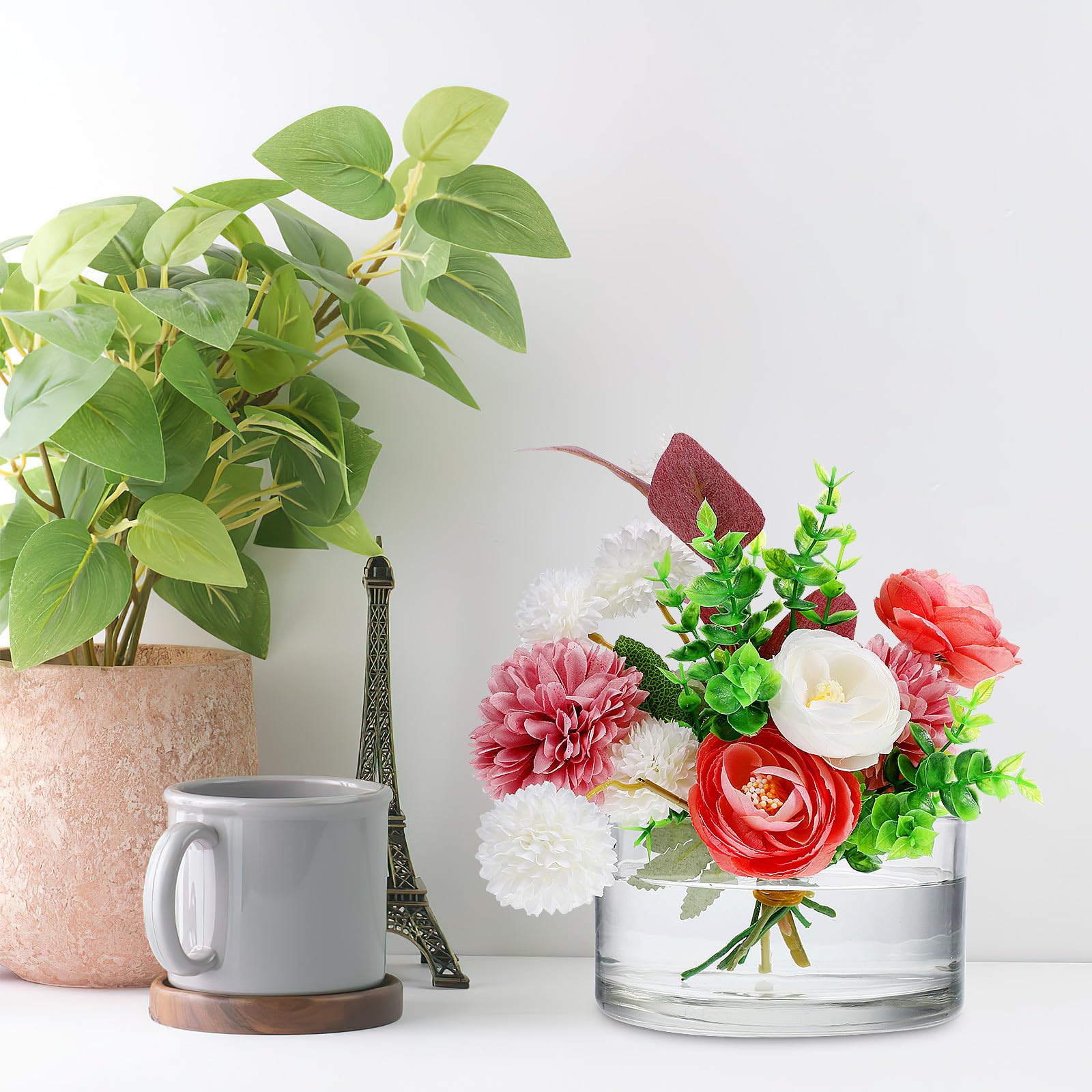 GALPADA Terrario Redondo de Vidrio Transparente para Plantas y Flores, Macetero Hidropónico Delicado y Resistente, Adecuado para Decorar el Hogar o Regalar