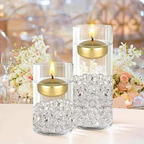 Miniatura 4 de Mega Candles 4 velas flotantes doradas sin perfume, velas de cera vertida a mano de 2 pulgadas de diámetro, decoración del hogar, recepciones de