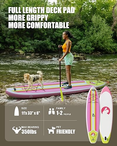 Vista 37 de Highpi Inflatable Stand Up Paddle Board for Youth and Adults – Wide Sup with Premium Accessories, Blow Up Paddleboard for Surfing, Fishing, Yoga &