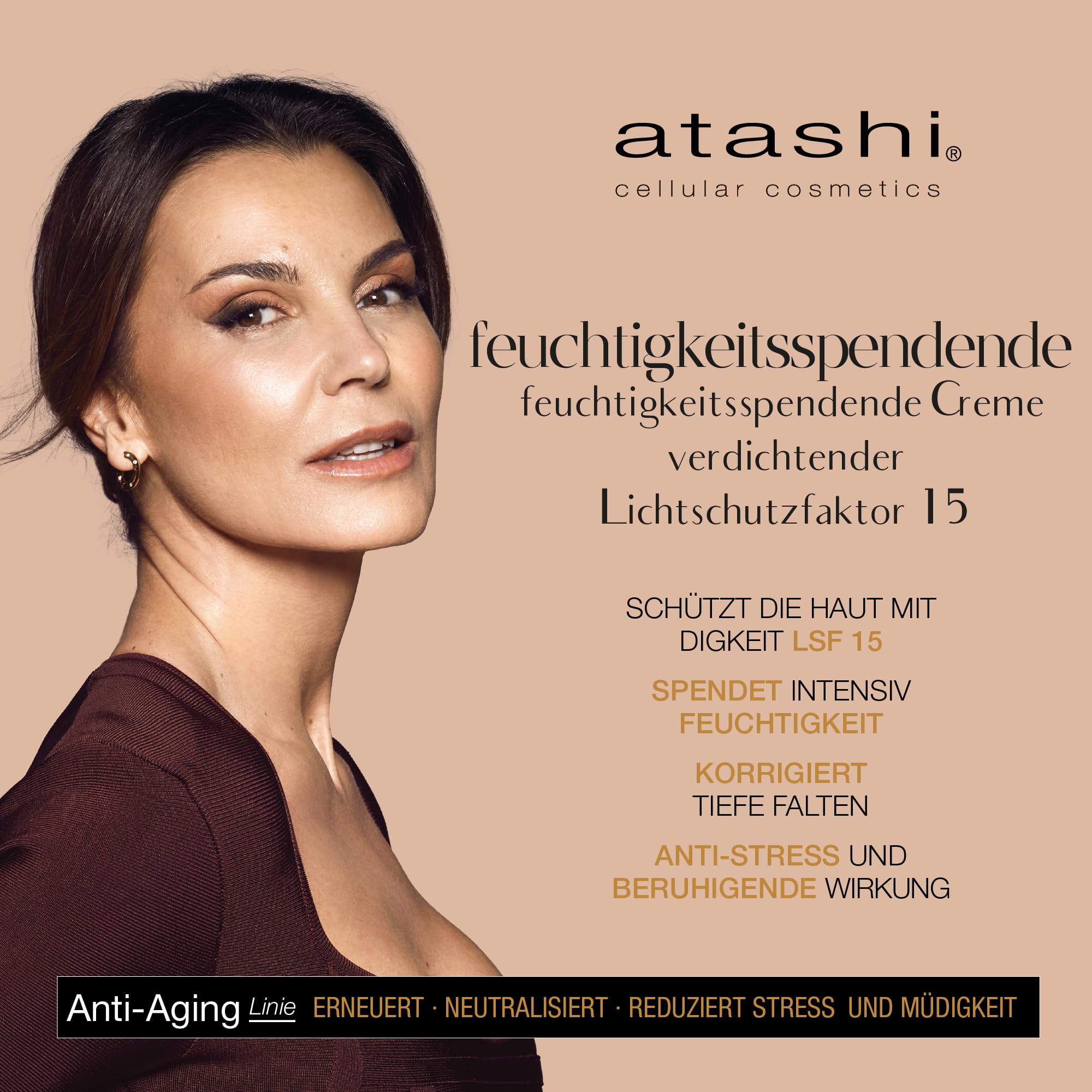 Atashi | Ewiges Jugend-Ritual | Anti-Aging-Serum L’Essenza Eterna + Redensifizierende Feuchtigkeitscreme SPF 15 + Weiße Lack-Kosmetiktasche als Geschenk | Verjüngt und Schützt Ihre Haut | 30 ml + 50 m