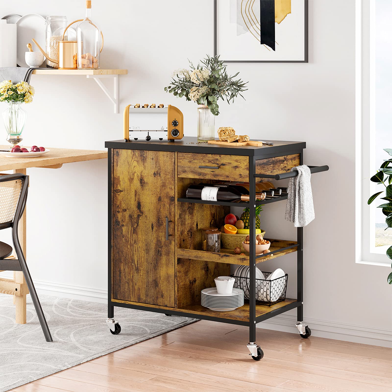 Buy Hasuit Kitchen Island Cart with Storage Shelf, Rolling Kitchen