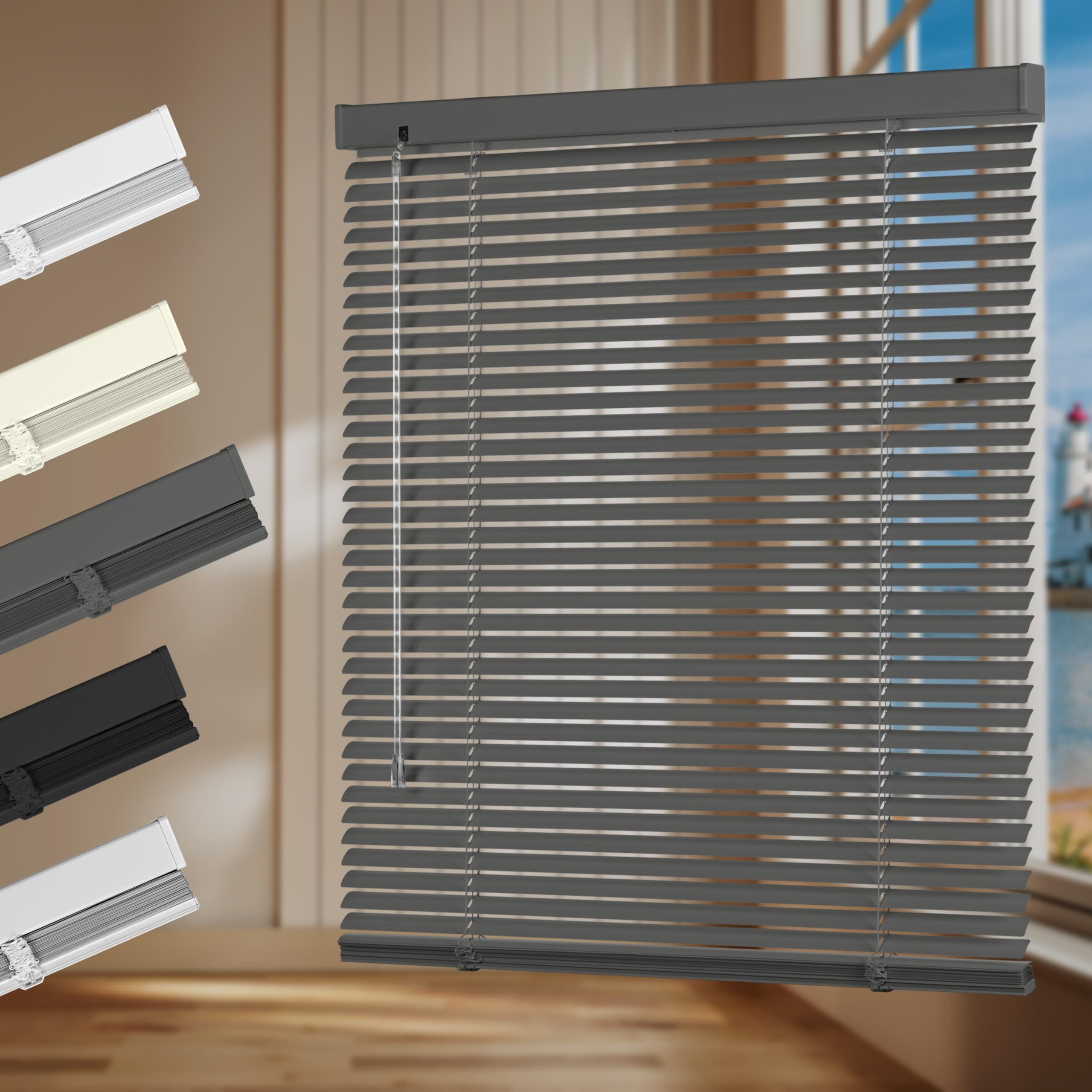 HOTSOON Aluminum Mini Blinds 1 Inch Metal Slat Darkening Venetian Blind New Horizontal Window Blinds Anti-UV Waterproof Venetian Blind for Office Home