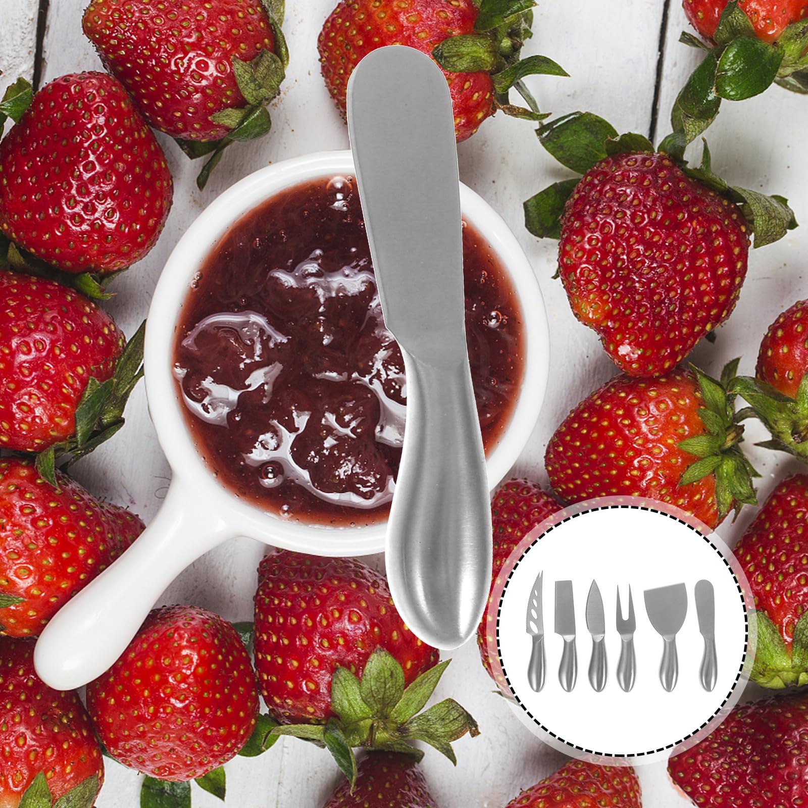 SECFOU de Couteaux à Fromage Manche Creux en Acier Inoxydable 6 Pièces Set Outils Cuisine Pratiques pour Découper Fromages Fermes Pâte Molle Cuisine Domestique et Service en Restauration