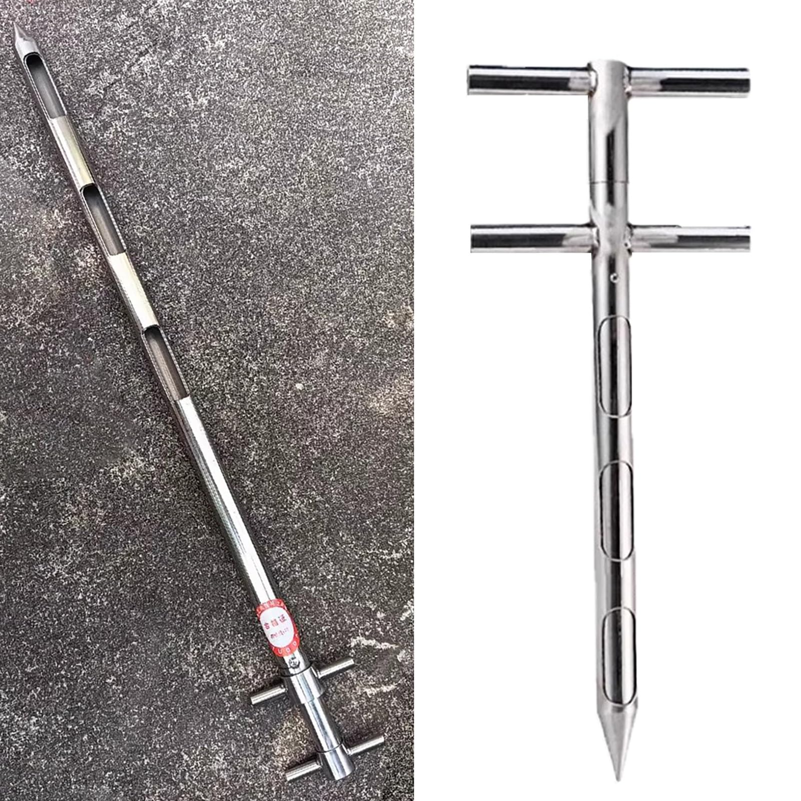 Sonda Rotatoria de Acero Inoxidable para muestreo de Granos (32 mm de diámetro y 1,5 m de Longitud), Ideal para arroz, maíz y Trigo. Colector de muestras sólidas de Tres Zonas, Duradero y fá