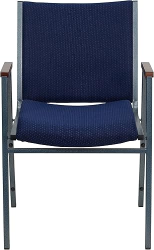Miniatura 4 de EMMA + OLIVER Silla apilable de tela de punto azul marino resistente con brazos