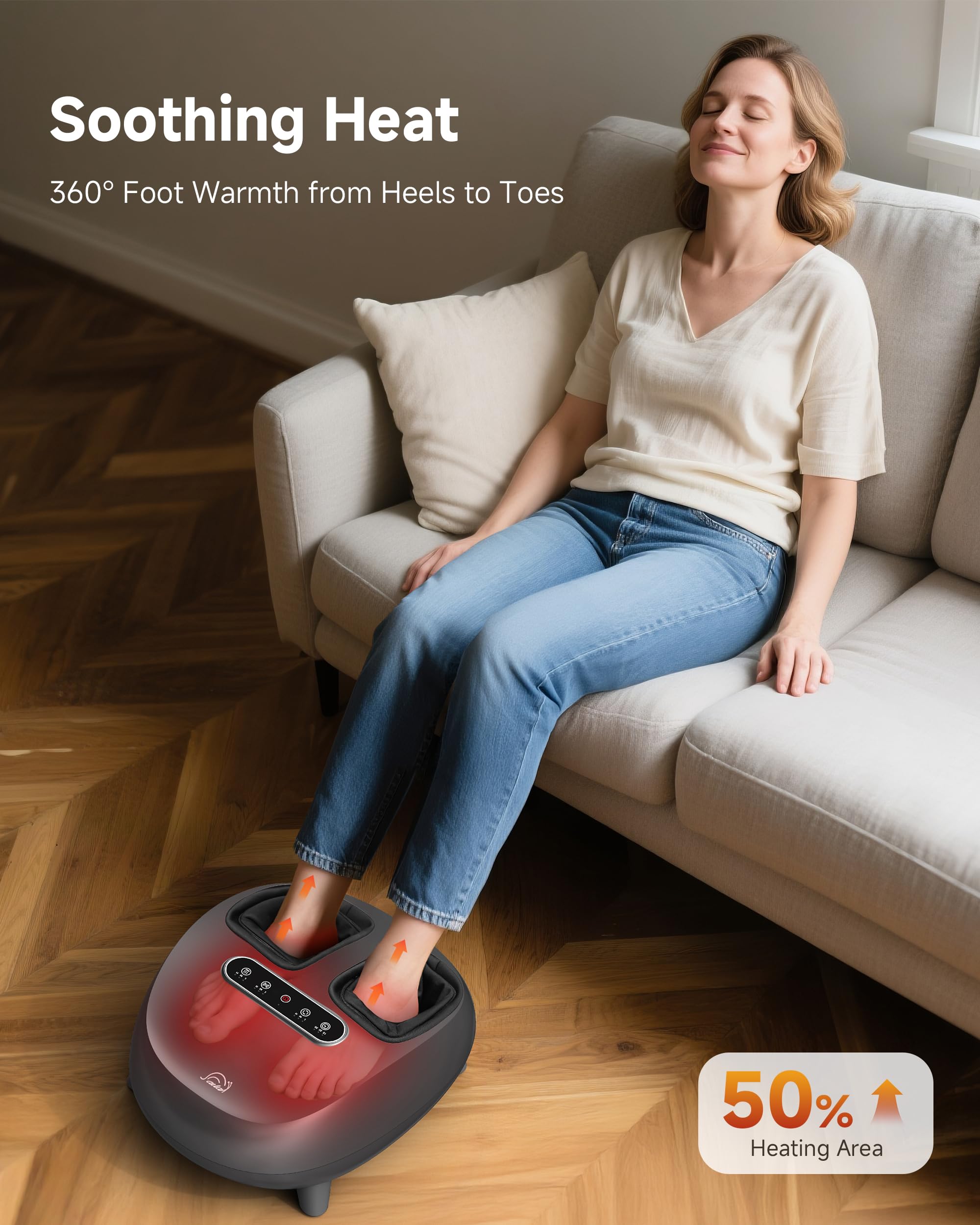 Snailax Shiatsu Appareil de massage électrique pour les pieds, masseur de pieds avec chaleur pétrissage en profondeur rouleaux compression pour la fasciite plantaire, cadeaux, pointure 48