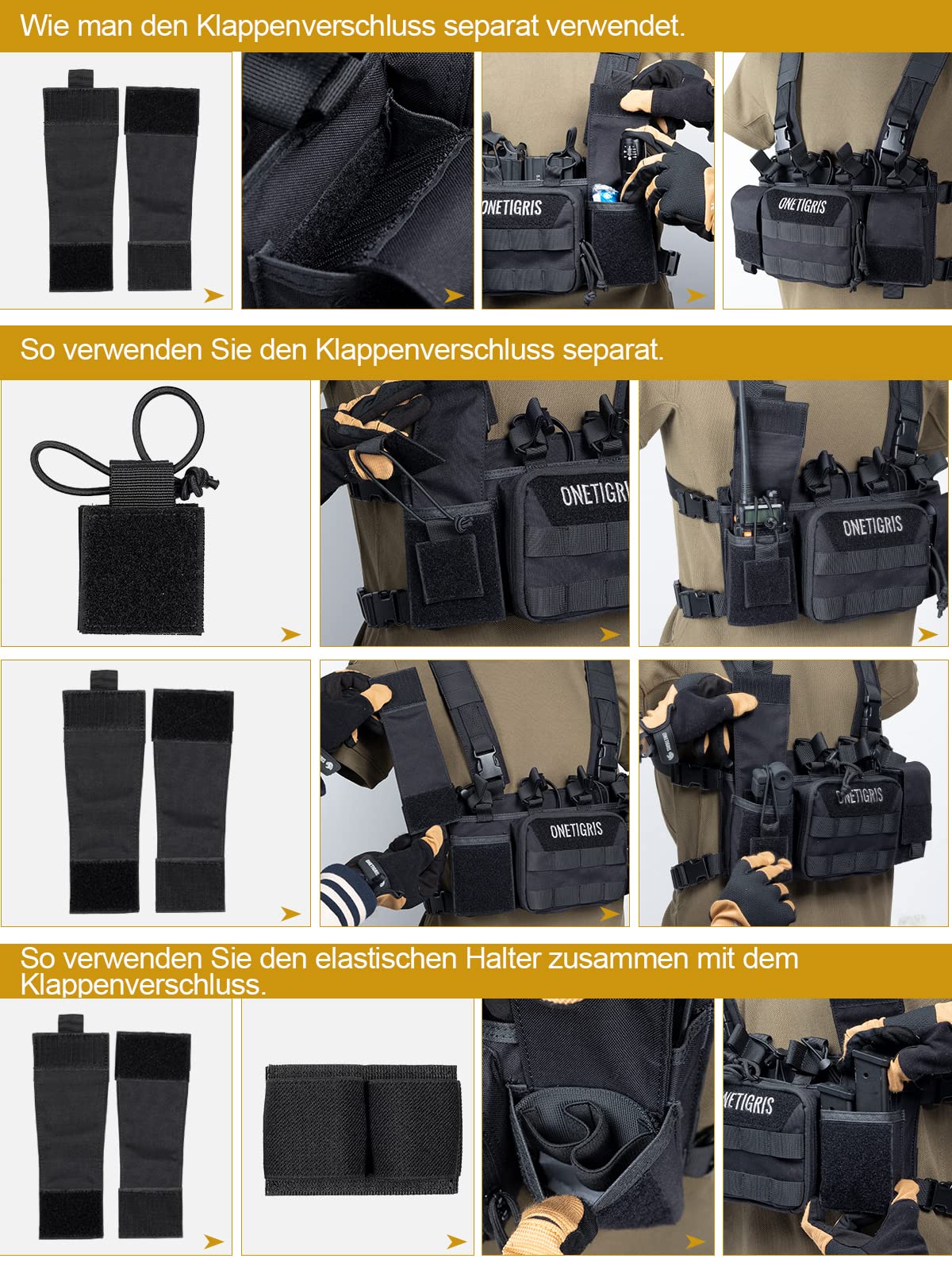 OneTigris Chest Rig MOLLE, Gilet Tactique Réglable pour Airsoft, Jeux CS, et Chasse Militaire