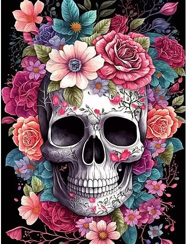 Kit de pinturas de diamantes 5D por números, pintura de cráneo con arte de diamantes, lienzo de diamante completo para decoración de pared del