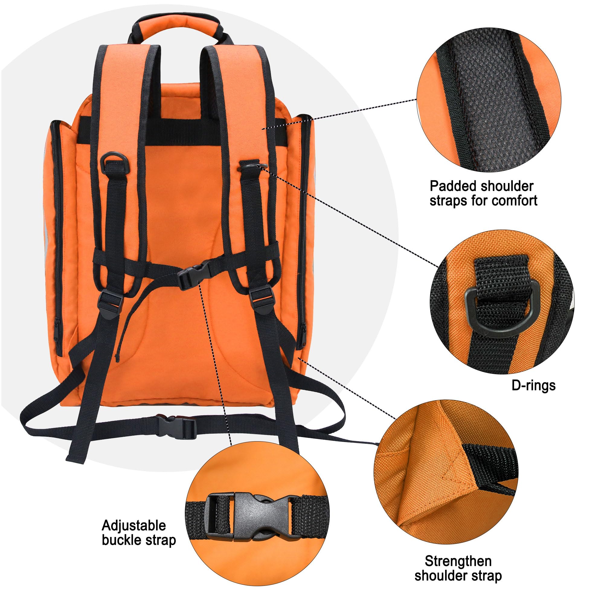 Erste-Hilfe-Rucksack,Notfall-medizinischer Rucksack leer, Orange/Abendrot im Zickzackmuster (Sunset Chevron), 15.4*10.2*4.3IN, Orange
