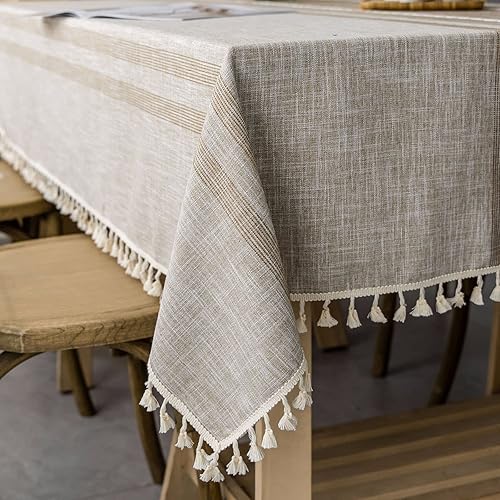Miniatura 3 de Mantel rectangular de lino de algodón, impermeable, a prueba de polvo, resistente a la suciedad, para cocina, comedor, fiesta, Navidad, manteles