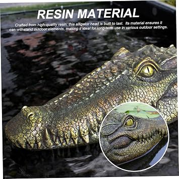 Alligator Head for Pool, Novelty Alligator Head Resin Animals Statues, Realistic Water Pond Decoy for Pool Pond Garden Balcony Lawn