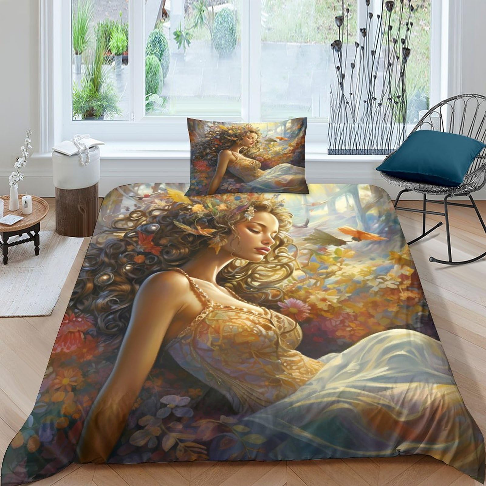 Housse de couette 3D motif papillon parure de lit 135x200cm en microfibre douce