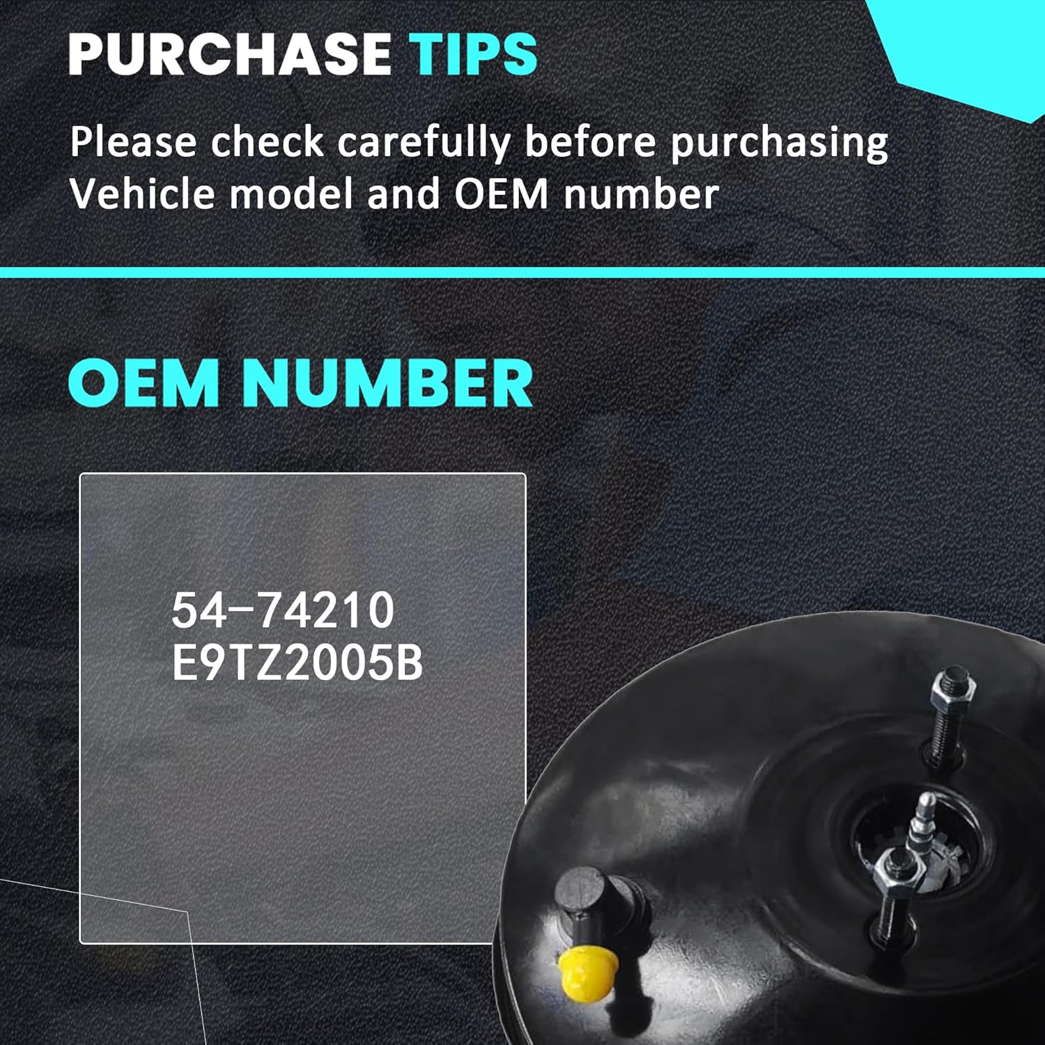 PartsFlow Vacuum Power Brake Booster 54-74210 Compatible with Ford Bronco 1989-1993 F150 1988-1993 F200 1988-1990 F250 1989-1992 3.8L V6 5.0L V8 4.9L L6 E9TZ2005B