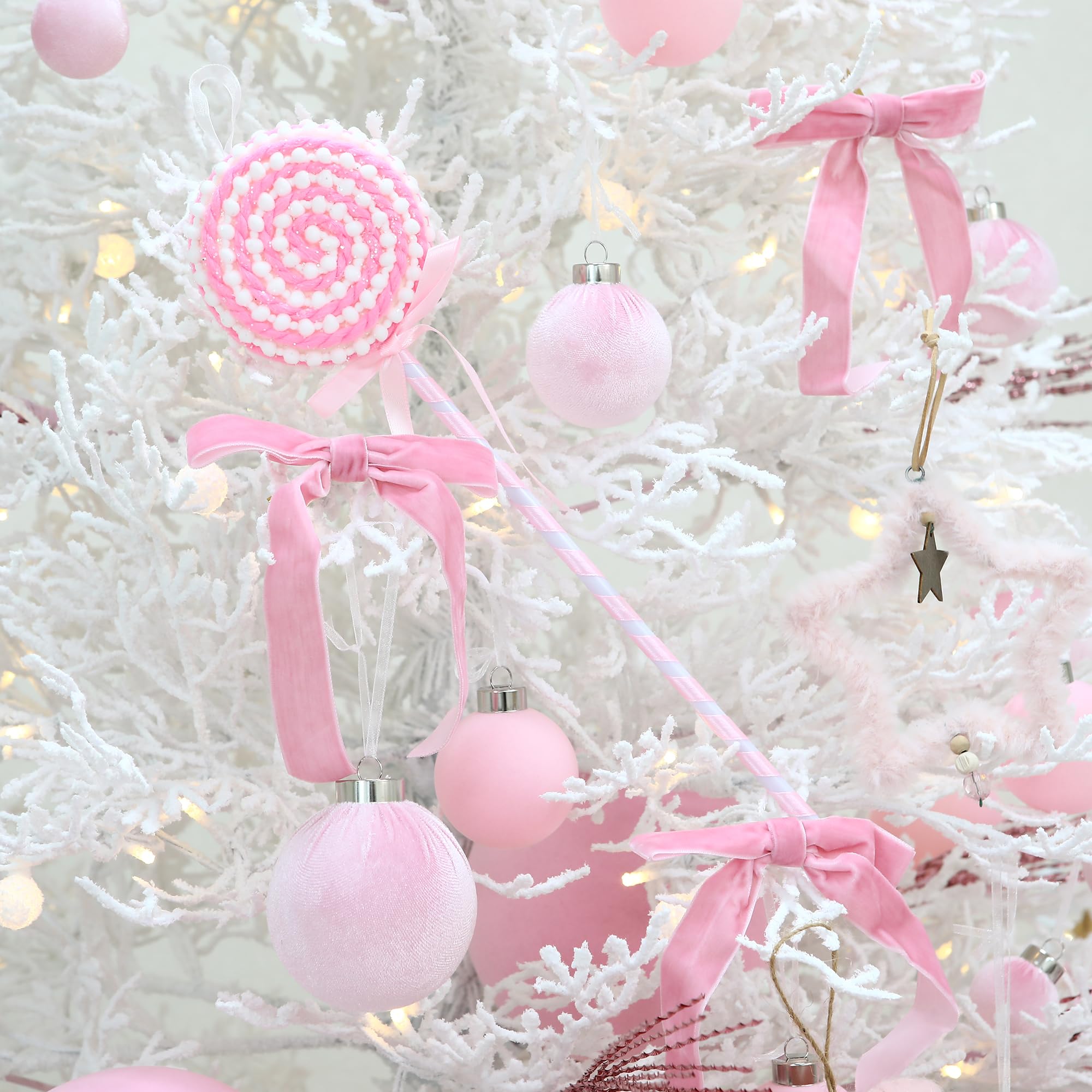 Sea Team 25 Bolas Navidad Terciopelo Purpurina 60mm Rosa