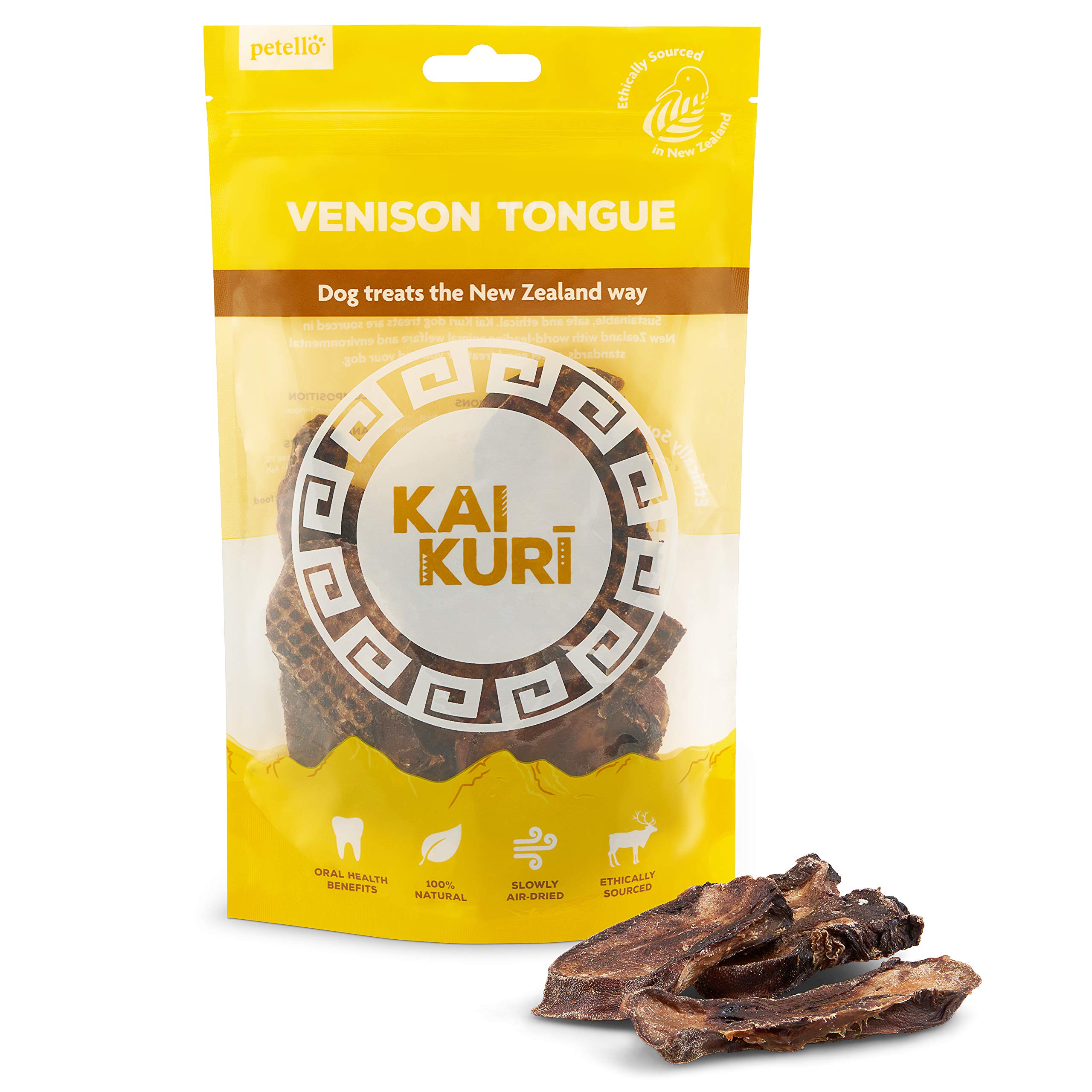 Kai Kuri Venison Tongue - Air-Dried, Free-Range, Grass Fed, High Protein, 100% Natural, Low Fat - Dog Treat 100g