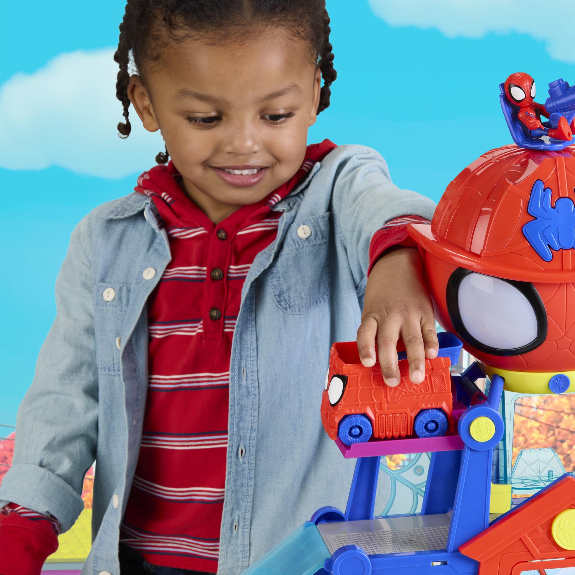 Marvel Spidey and His Amazing Friends, Rescue-Webs, Aracnocuartel, Set de Juego con Figuras de 7,6 cm y vehículo de Juguete, Juguetes de superhéroes para niños pequeños, Edad: A Partir de 3 años