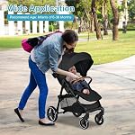 HONEY JOY Poussette bébé, pliable High Landscape Carrier pour bébé avec couverture de pied, dossier réglable & Canopie, roues de suspension & Panier de rangement, Poussette poussette pour garçons (Noir)