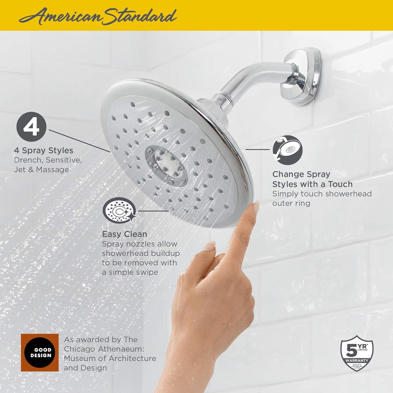 Limited Discount American Standard 9035374.278 Spectra+ Touch 4-Function Shower Head, 2.5 GPM, Legacy Bronze