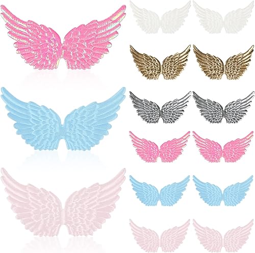 Kisangel 12 alas de ángel con purpurina para manualidades, mini alas de ángel para adornos para bricolaje, disfraces, mochila, accesorios,
