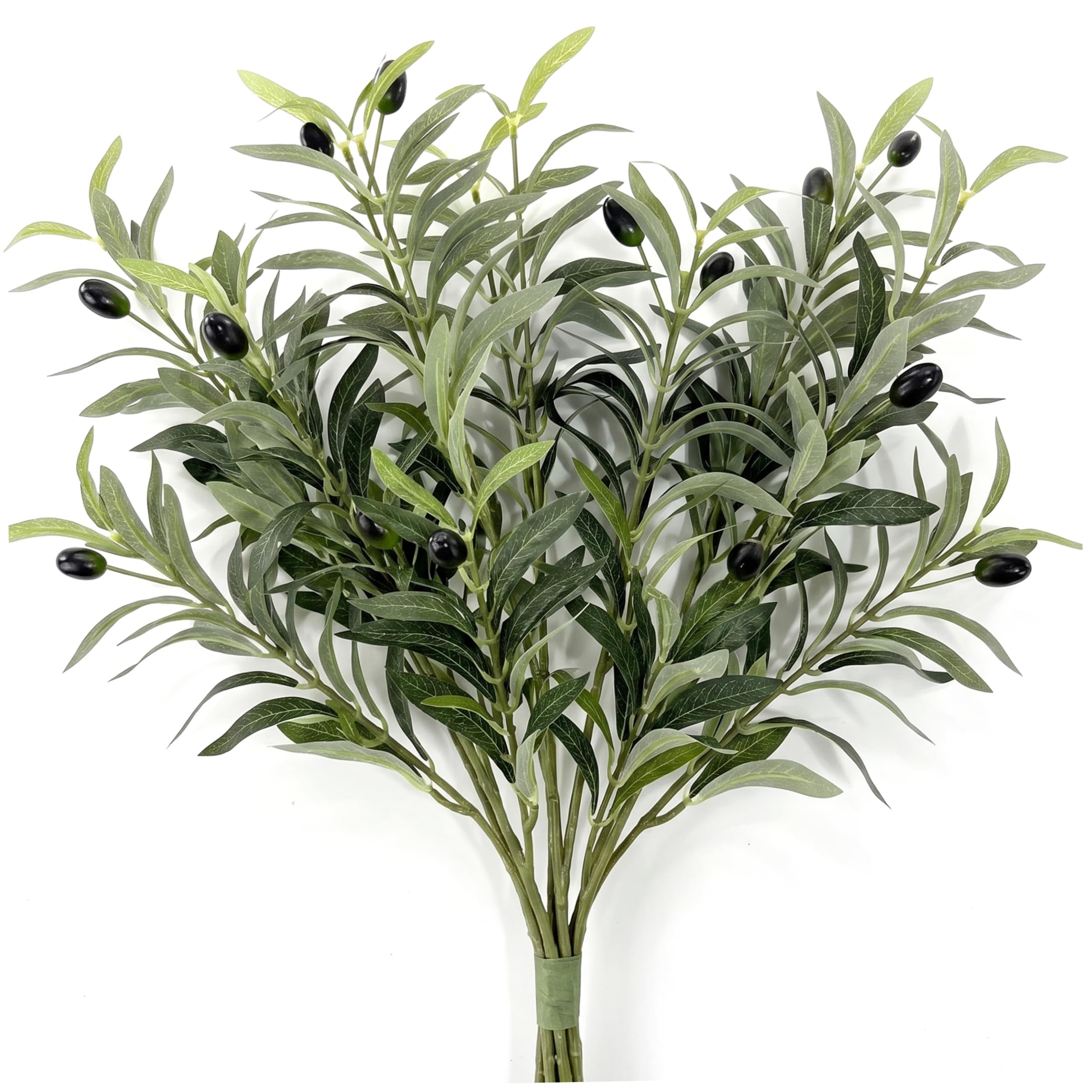 Bemonew Olive Branches, 6 Pack Artificial Realistic Greenery Stems for Vase Arrangements, Home Decor, 16 Inch