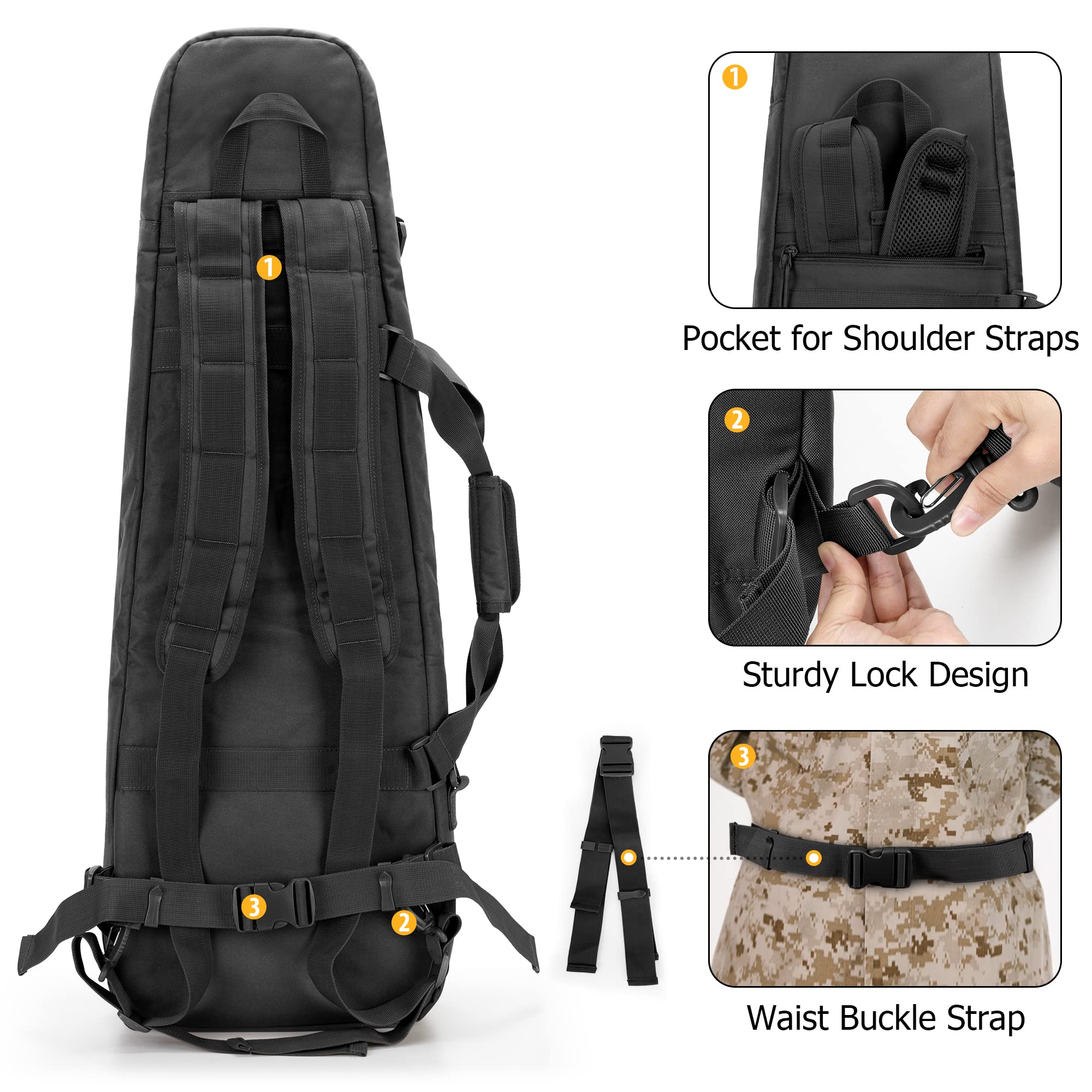 Long Soft Rifle Case For 36 Rifles, Tactical Double