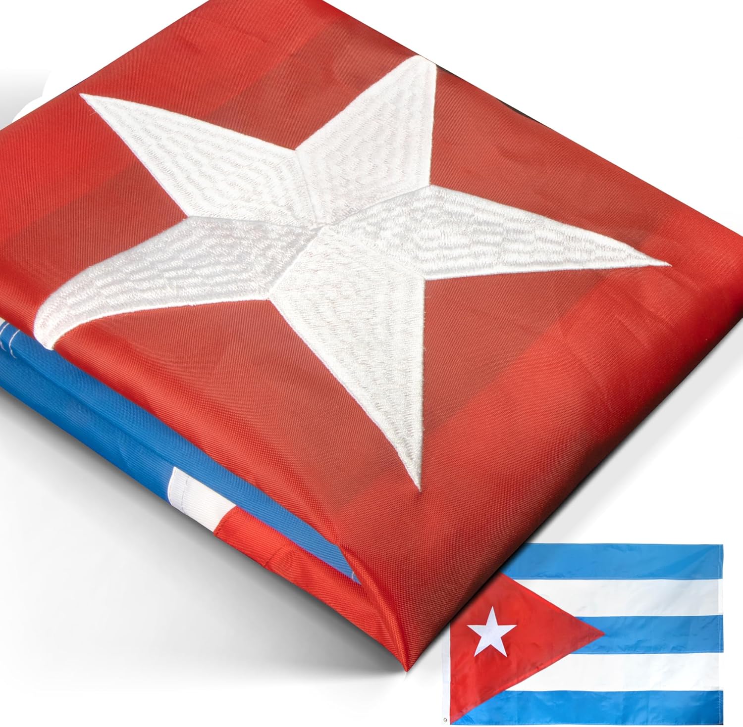 Anley EverStrong Series Embroidered Cuba Flag 3x5 Feet - Embroidery & Heavy Duty Canvas Header - 4 Rows of Lock Stitching - Cuban National Flags with Brass Grommets 3 X 5 Ft