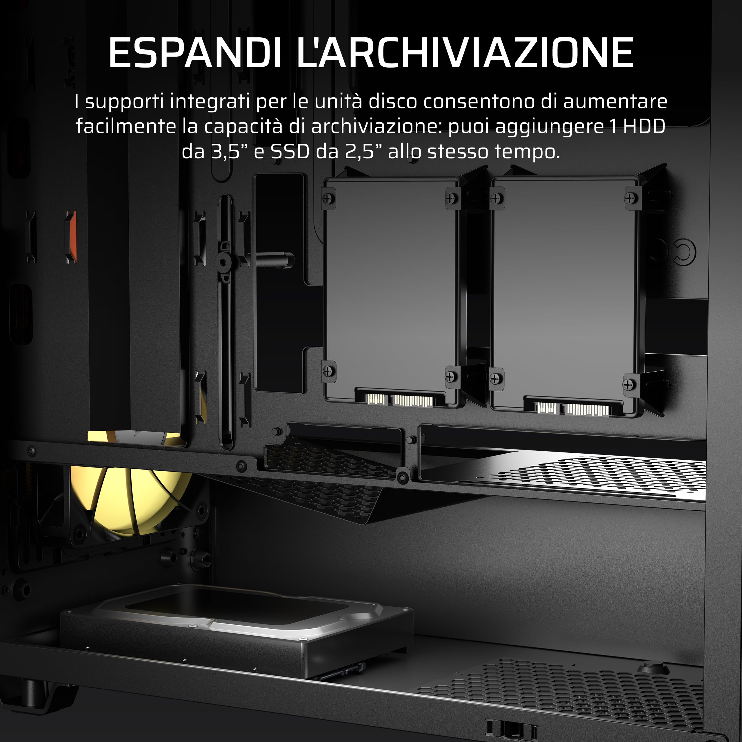 CORSAIR 3200D RS ARGB Case PC Mid Tower – Fumo | 3 Ventole RS120 ARGB, Flusso D'aria Elevato, Compatibile Radiatore 360mm, Compatibile Con Schede Madri Connessione Inversa