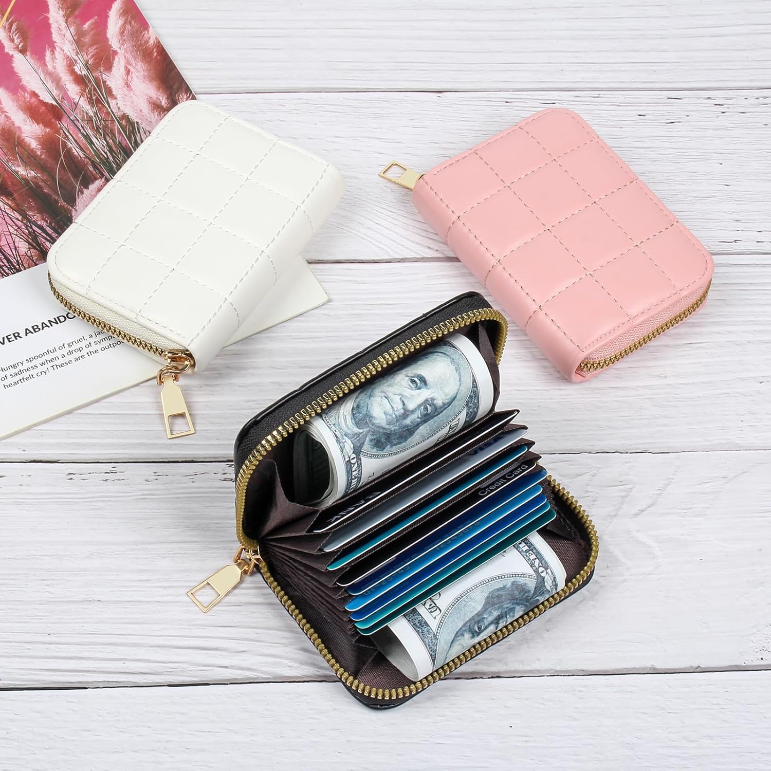 EcoVision Credit Card Holder RFID Card Case Wallet, Small Accordion Zipper Card Case Holder, Card Organizer Case for Women Men - Image 7