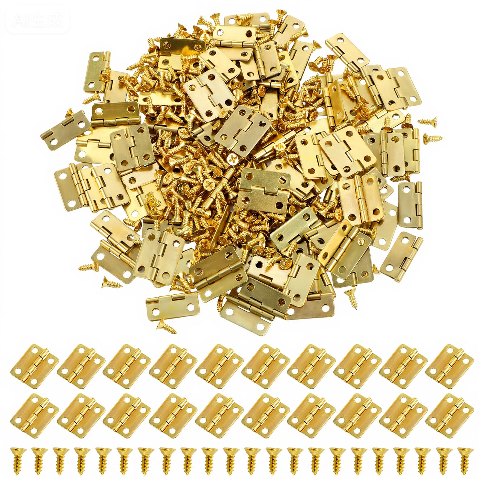 100 Pcs Tiny Hinges, 180 Degree Miniature Hinge with 400 Screws, 0.63"x051" Mini Metal Hinges Hardware, Small Metal Hinge Hardware for Wooden Box Cabinet