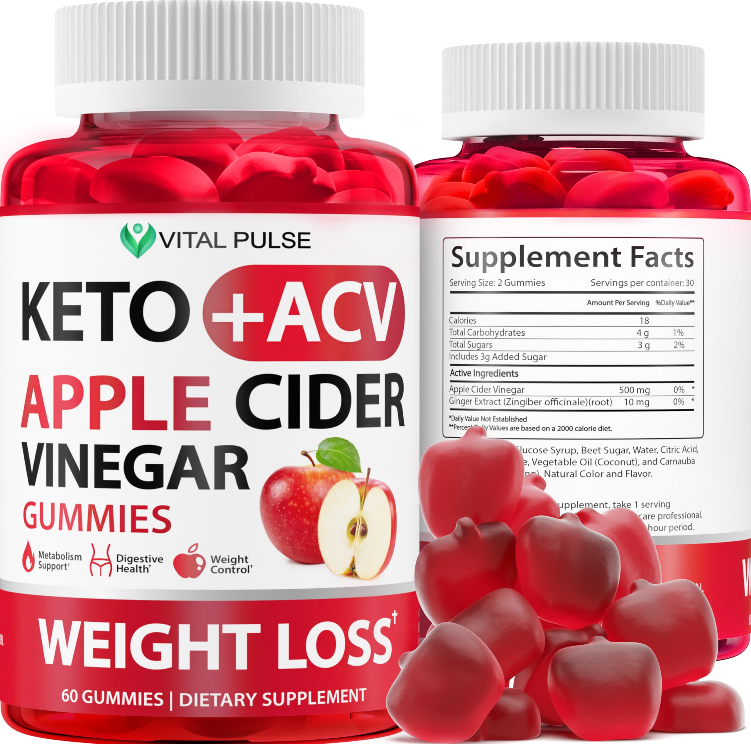 Keto ACV Gummies Advanced Weight Loss - ACV Keto Gummies for Weight Loss Gummy Supplement for Women and Men - Detox - Apple Cider Vinegar - Apple Flavor