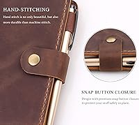 Vista 4 de Funda de Cuero para Diario de 3.5"x5.5" Cuaderno de Tapa Dura, Funda de Cuaderno de Cuero Rústico Hecho a Mano Compatible con Moleskine, Cuaderno