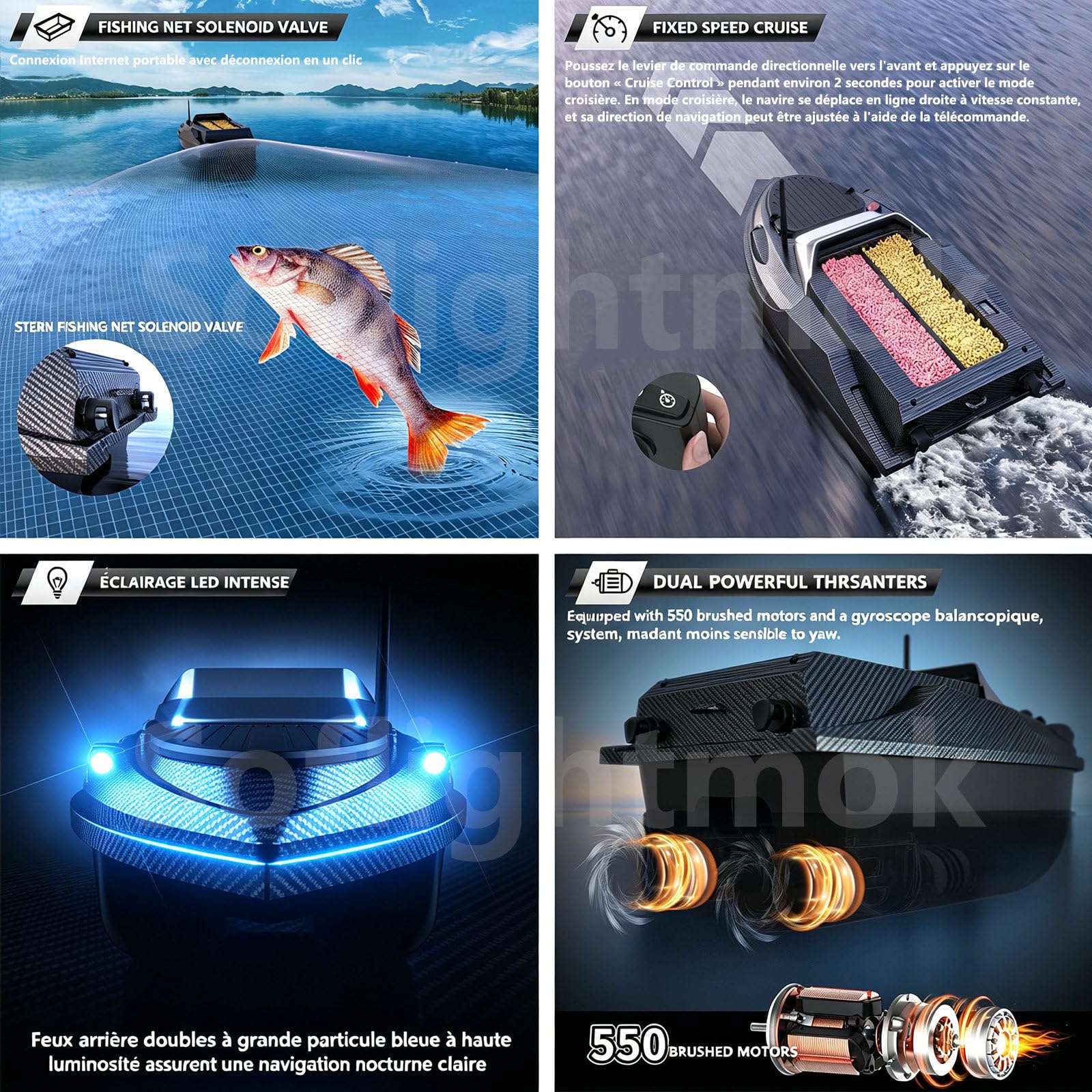 Bateau amorceur GPS echosondeur avec sondeur de pêche + Dual GPS BeiDou, 800 m portée,180 waypoints,largage 3 kg,livraison appâts,pose hameçon,traction filet,kit complet performant pour la pêche