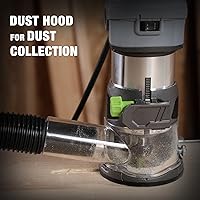 Vista 5 de WORKPRO Kit de enrutador compacto, herramienta de enrutador manual con cable de 6.5 amperios, enrutador de madera de 6 velocidades variables