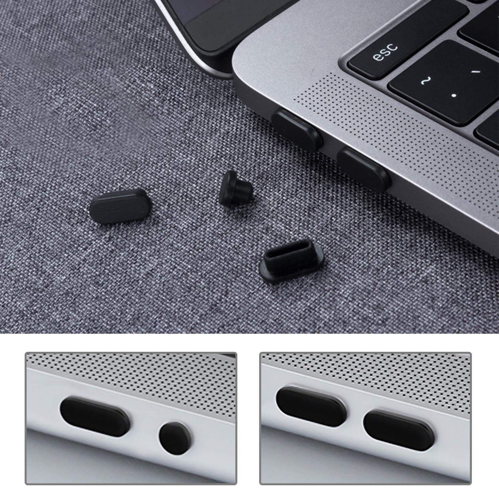 Lot de 5 bouchons anti-poussière compatibles MacBook Air 13" A2179, Pro 13" A2289, Pro 15" A1990, Pro 16" A2141