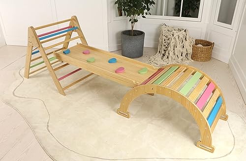 Miniatura 5 de Avenlur Hazel - Gimnasio de escalada interior 5 en 1, juego de escalada Waldorf y Montessori con escalera triangular, rampa de escalada, escalador