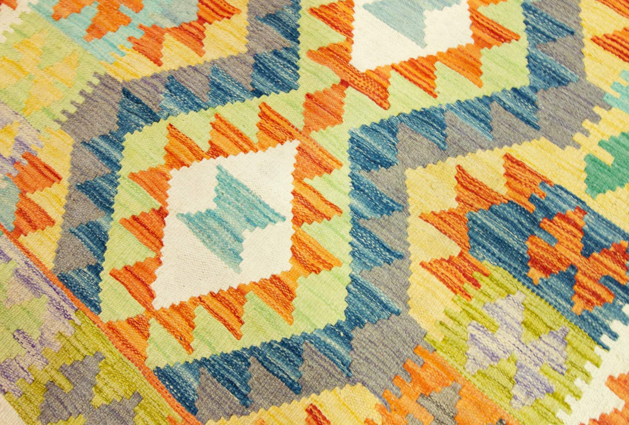 Kilim Tapis 100 % laine 119 x 84 cm, fait à la main, pièce unique de style Herat Boho multicolore, tissage plat, tapis d'entrée et chambre