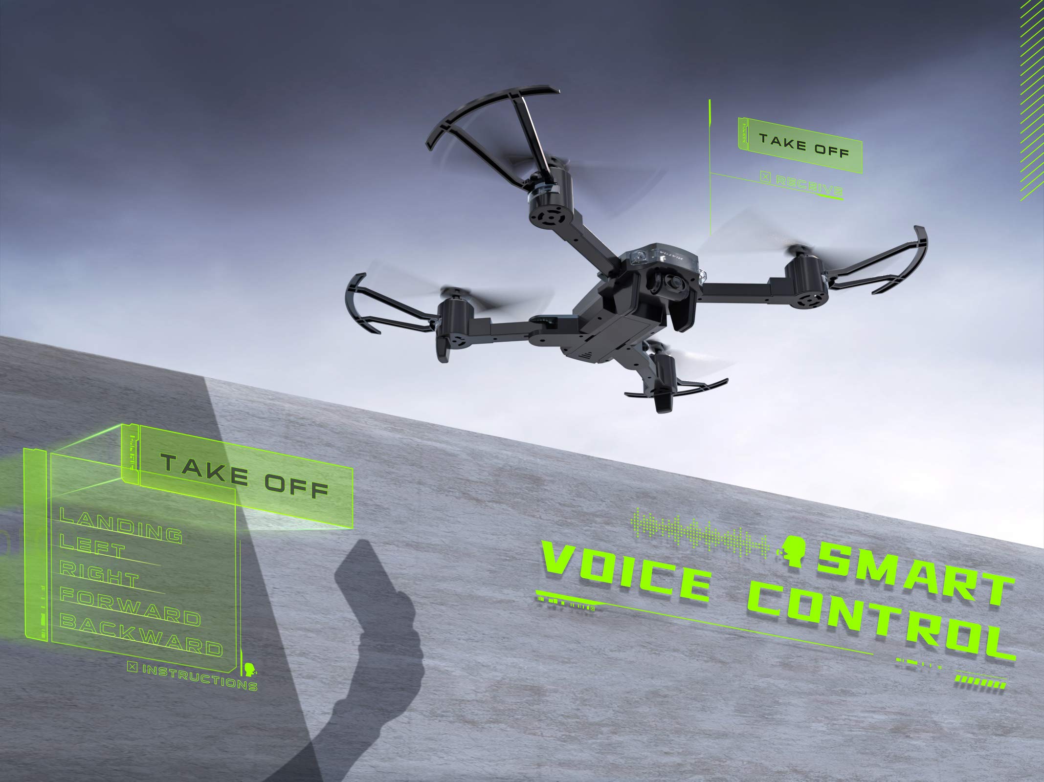 A15H Foldable Drone with 1080P HD Camera FPV WiFi RC Quadcopter for Beginners, Optical Flow Positioning, Voice Control, Gesture Control, Trajectory Flight, Circle Fly, G-Sensor