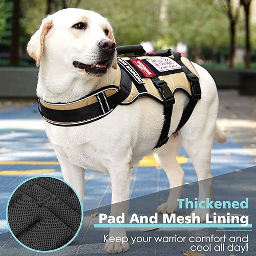 Miniatura 3 de Bolux Arnés táctico para perro con 7 etiquetas, arnés de entrenamiento para perros con asas dobles de fácil control, arnés de trabajo para perros K9