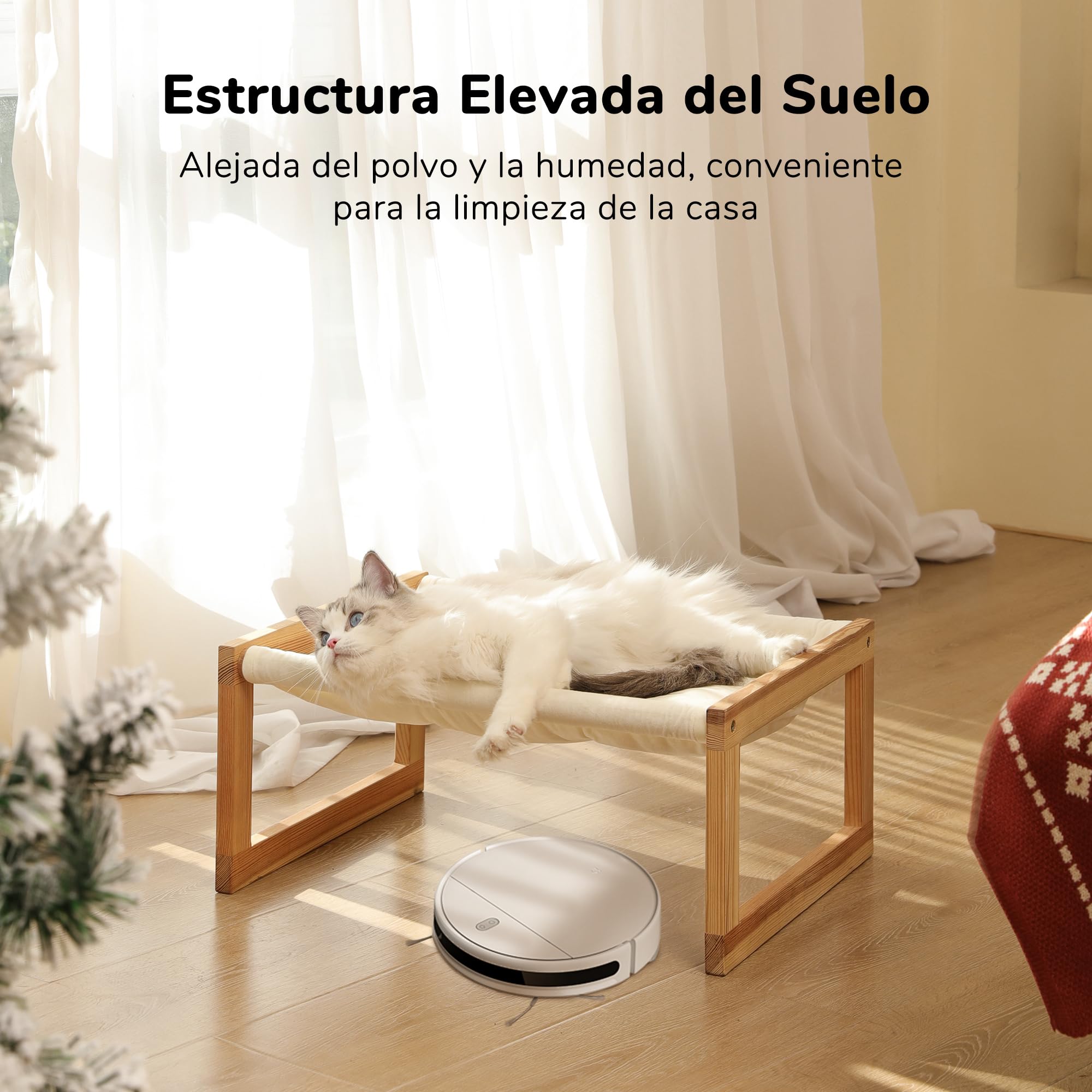 FUKUMARU Cama de Terciopelo de Felpa para Gatos, Hamaca de Madera, 50,8 x 40,6 cm, Apta para Gatos, Perros, Conejos, Gatitos y Animales pequeños