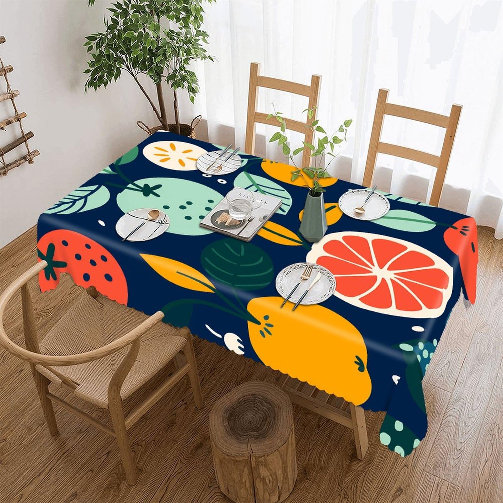 FekiLoot Hand Drawn Fruits Tablecloths for Rectangle Tables Wipeable Spillproof Polyester Table Cloth Wrinkle Free Farmhouse Dining Tables Cover Elegant Vintage Decor Tablecover