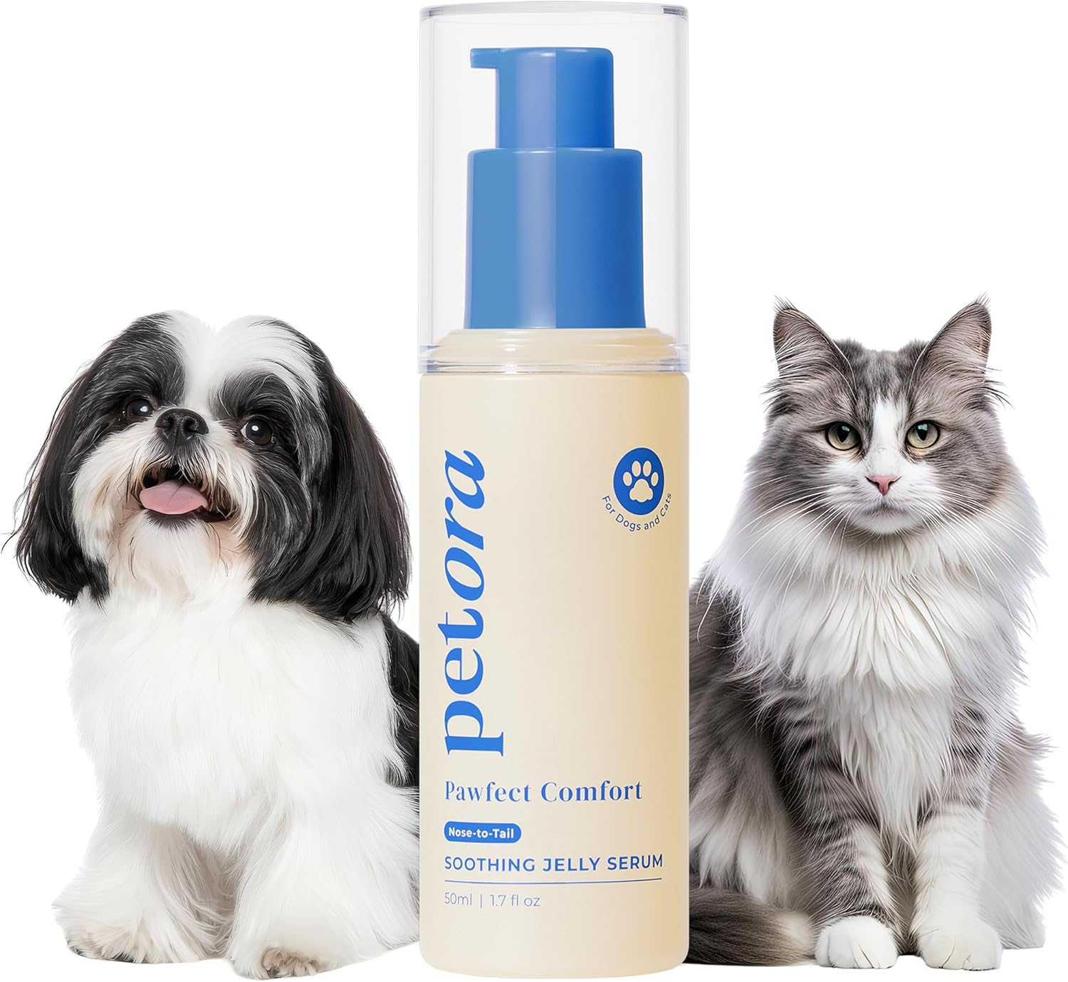 petora] PAWFECT Comfort Soothing Jelly Serum for Dogs & Cats | Fast Relief Lotion for Dry, Cracked Paws, Hot Spots & Itchy Skin | Certified KAPQA Animal Safety & Efficacy | Pump Mess-Free Balm