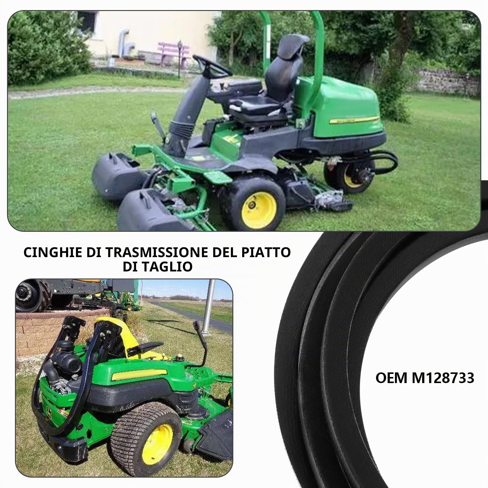 EMSea 1 Pezzo di Ricambio per Cinghia di Trasmissione del Piatto di Taglio M128733 Compatibile con John Deere LT Series 42 Pollici Trattori LT155 LT160 LT166 LT170 LT180 Nero