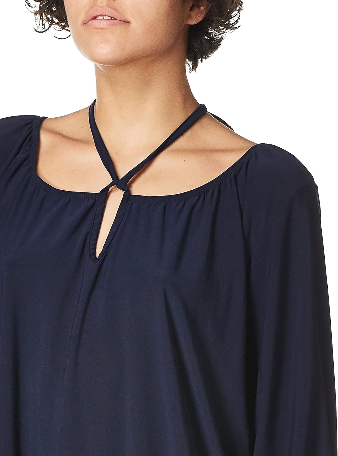 Star Vixen Womens 3/4 Sleeve Peasant Elastic-Hem Keyhole-tie Top - Image 2