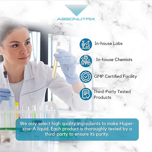Miniatura 5 de Absonutrix Huperzine-A Suplemento líquido de 400 mcg, 200 porciones por botella de 4 onzas, fabricado en Estados Unidos, absorción rápida,
