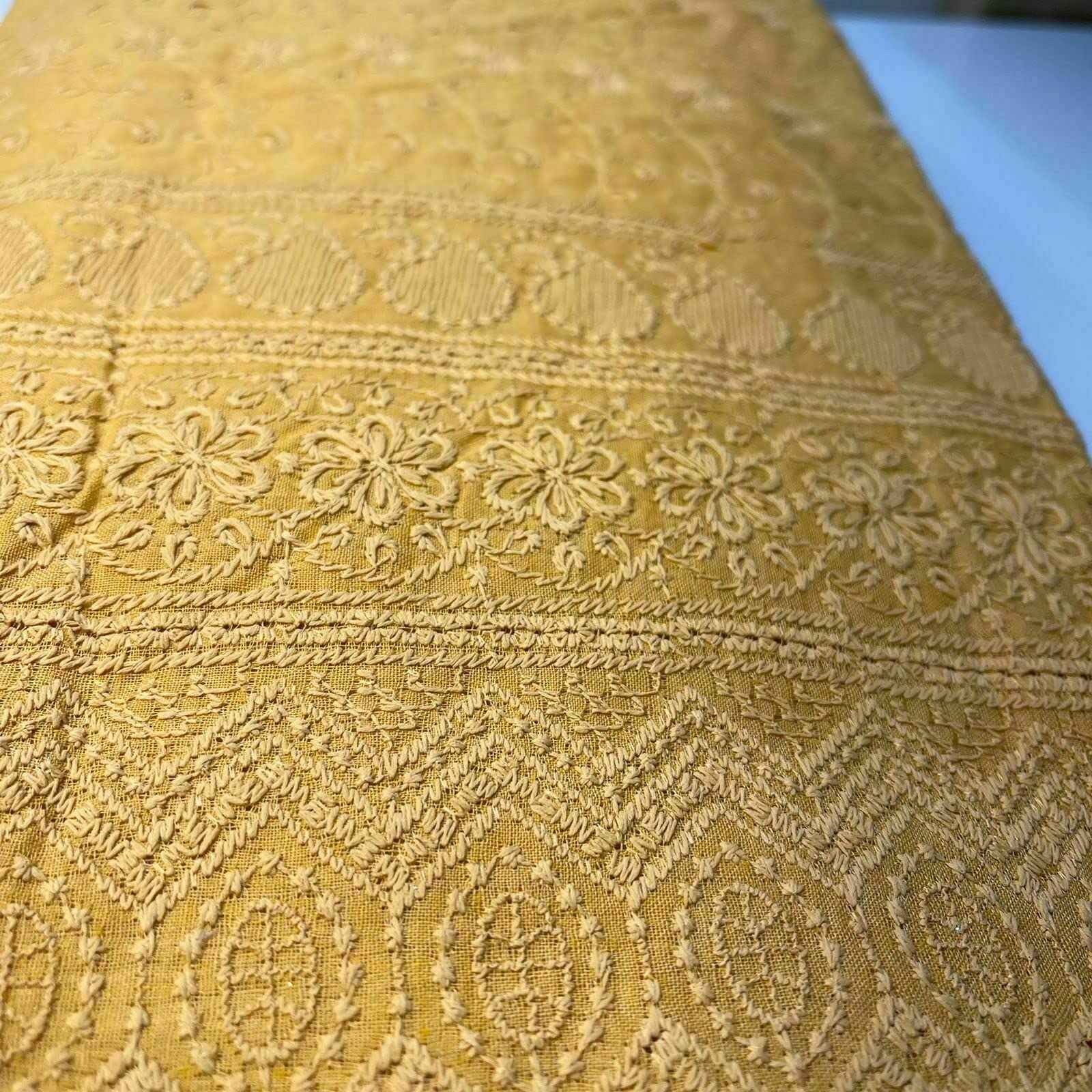 Indian 100% Cotton Lawn All Over Border Broderie Anglaise Embroidered Dress Craft Fabric Material 44" - Image 3