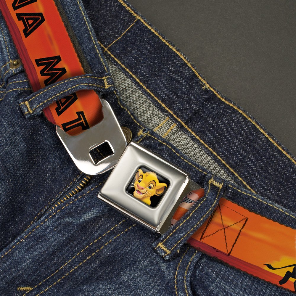 Buckle-Down Seatbelt Belt - Lion King HAKUNA MATATA Sunset Oranges/Black - 1.0